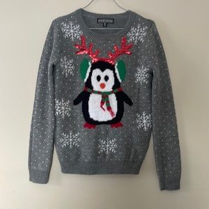 EUC Almost Famous Ugly Christmas Sweater Penguin 🐧 size small